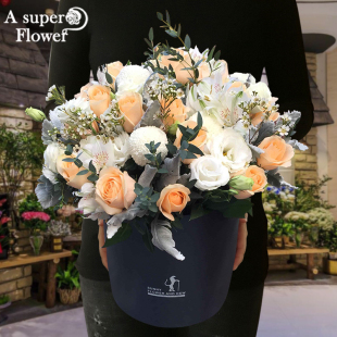 杭州鲜花速递同城配送上门玫瑰花郁金香抱抱桶花束生日订花店女友