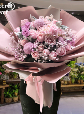 毕业季杭州鲜花速递同城玫瑰花芍药混搭花束爱人生日订花店送上门