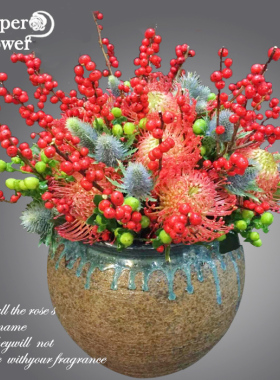 荷兰进口公主针恋红豆高端艺术插花杭州鲜花速递生日同城花店送花