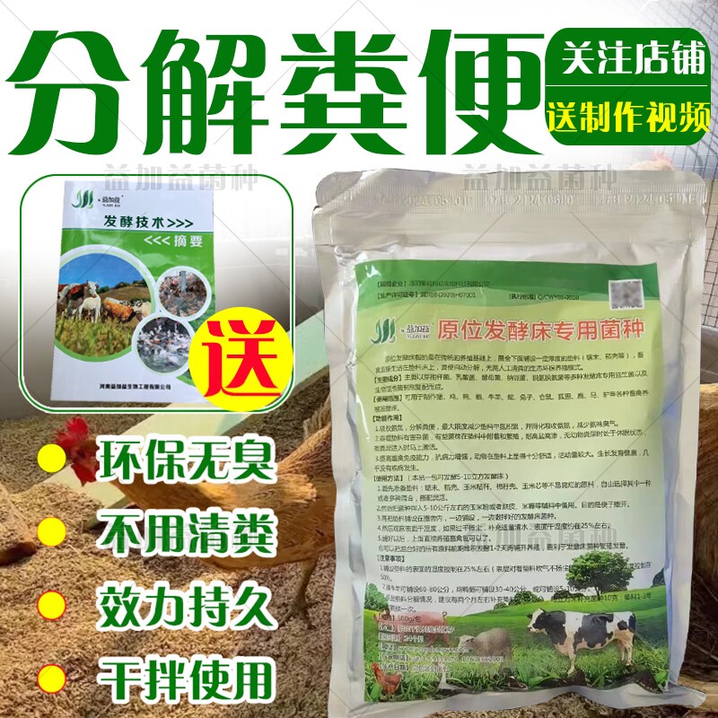 鸡粪便分解发酵床菌种鸡粪除臭剂鸡屎清理无臭原位养鸡防臭发酵粉