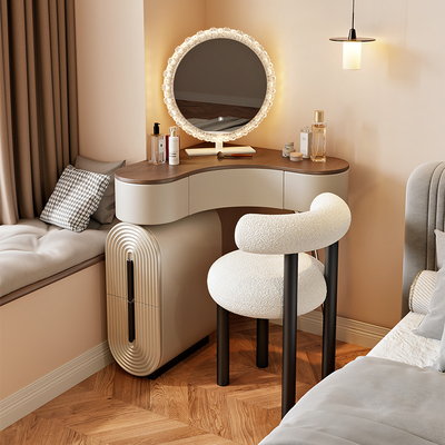 中古风实木转角梳妆台收纳柜三角