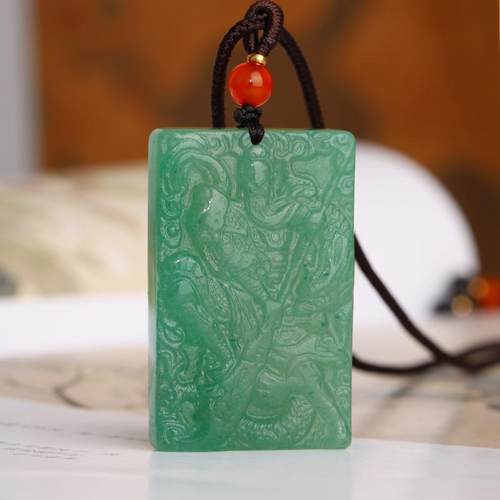 精选冰种帝王绿玉髓生肖龙牌方形
