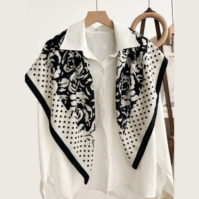 山茶花90方巾领巾披肩时尚围巾