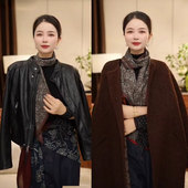 松青腰果新款 轻奢双层双面高级感丝毛百搭秋冬领巾头巾围巾飘带