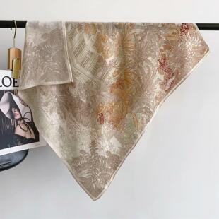 丛林秘境雨林福宝H家经典老钱风锦鲤围巾柔软舒适丝棉68cm中方巾