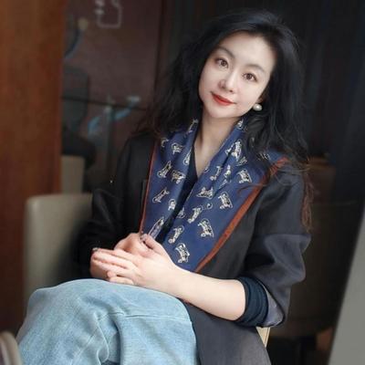 都市蓝·马车柔软小巾约65、67小巾亲肤百搭气质巾植绒围巾小方巾