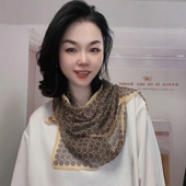 围巾长条格子法式 薄款 复古财运滚滚飘带 西丽纱丝巾女夏季 2025新款