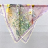 西丽纱70 70方巾夏季 防晒时尚 2025年夏季 薄款 围巾百搭丝巾黄玫瑰