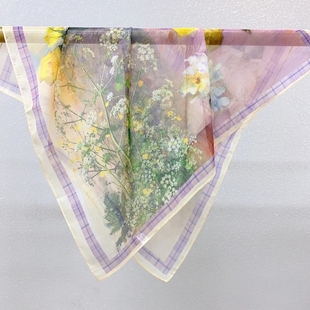 薄款 2025年夏季 防晒时尚 70方巾夏季 围巾百搭丝巾黄玫瑰 西丽纱70