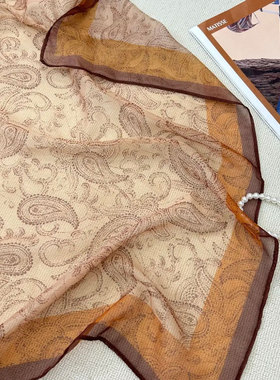 金色腰果2025年春夏新款西丽纱70x70方巾高级感防晒气质薄款丝巾