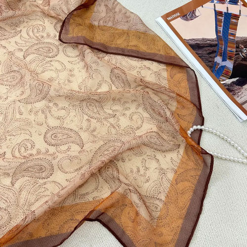 金色腰果2025年春夏新款西丽纱70x70方巾高级感防晒气质薄款丝巾