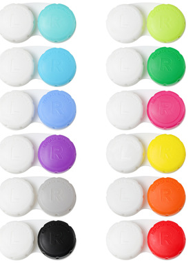 隐形眼镜双联盒L/R带字母包装伴侣盒配件多色糖果大尺寸爆款