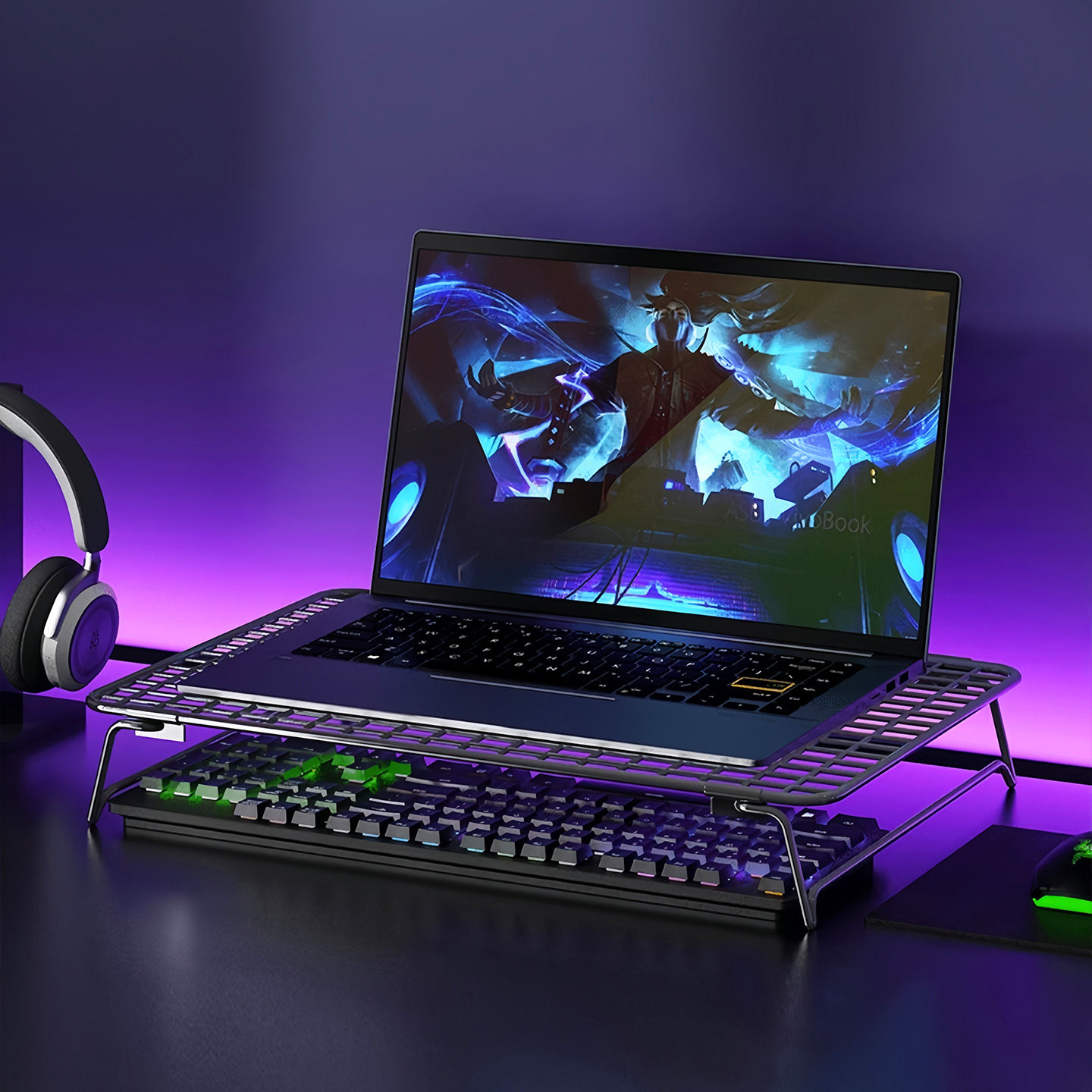 笔记本电脑支架书桌置物架可折叠烧烤架家用神器多功能电脑增高架