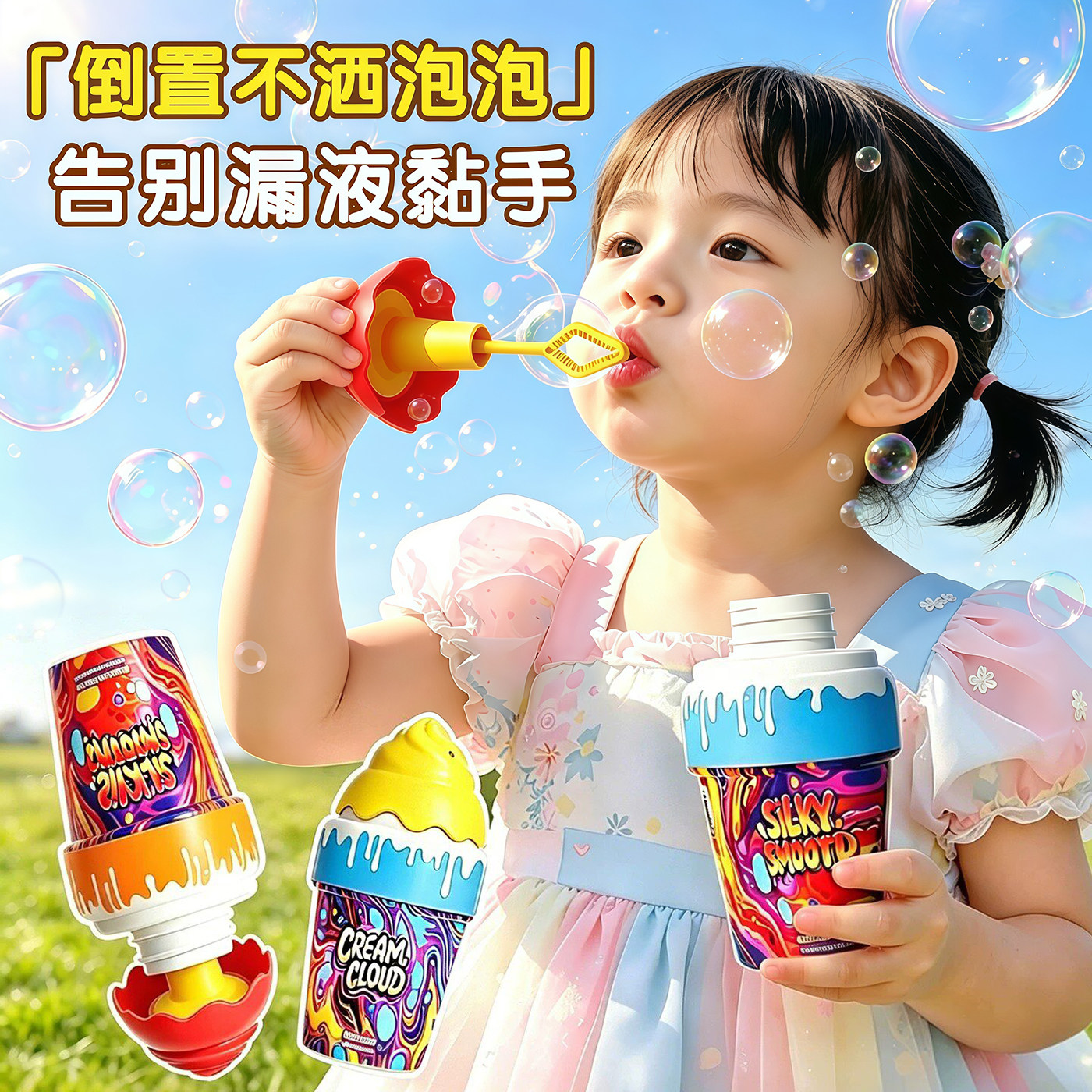 冰淇淋儿童倒置不洒泡泡瓶