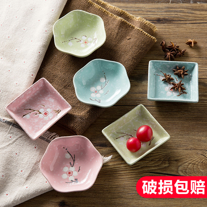 雪花日式餐具家用酱油陶瓷小碟子