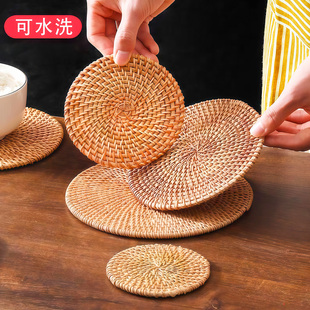 隔热垫子杯垫藤编家用防烫锅垫碗垫耐高温餐桌垫耐热盘子垫茶壶托