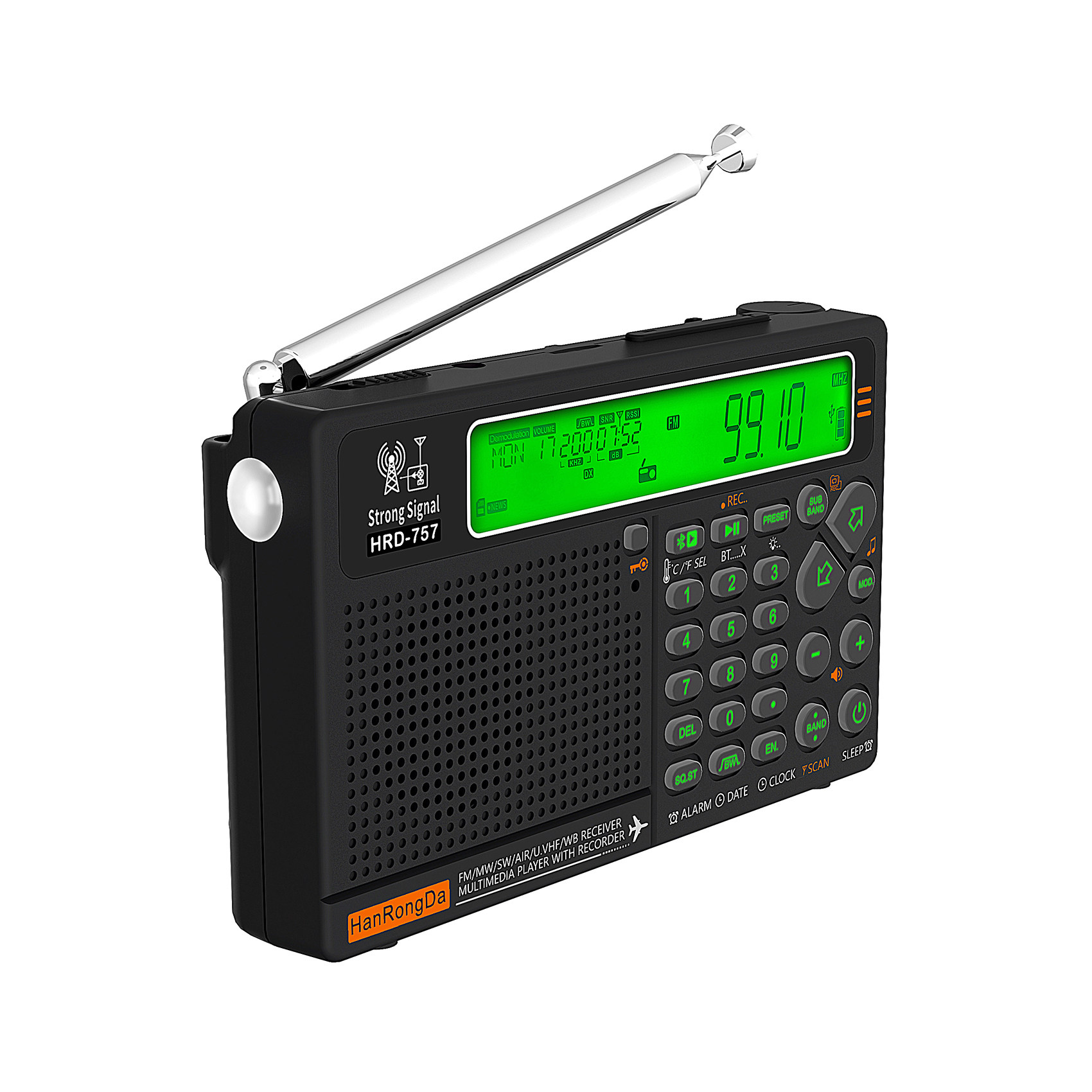 HRD757W3高性能多波段收音机APP智能摇控照明蓝牙SOS警报接收器