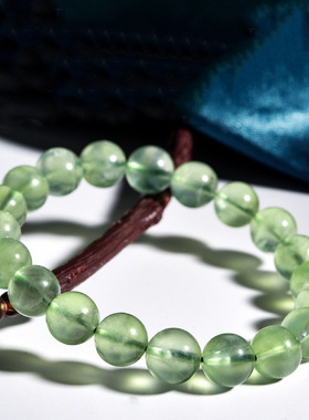 收藏级葡萄石手链女手串冰种葡萄石绿色水晶珠串散珠水晶手串批发