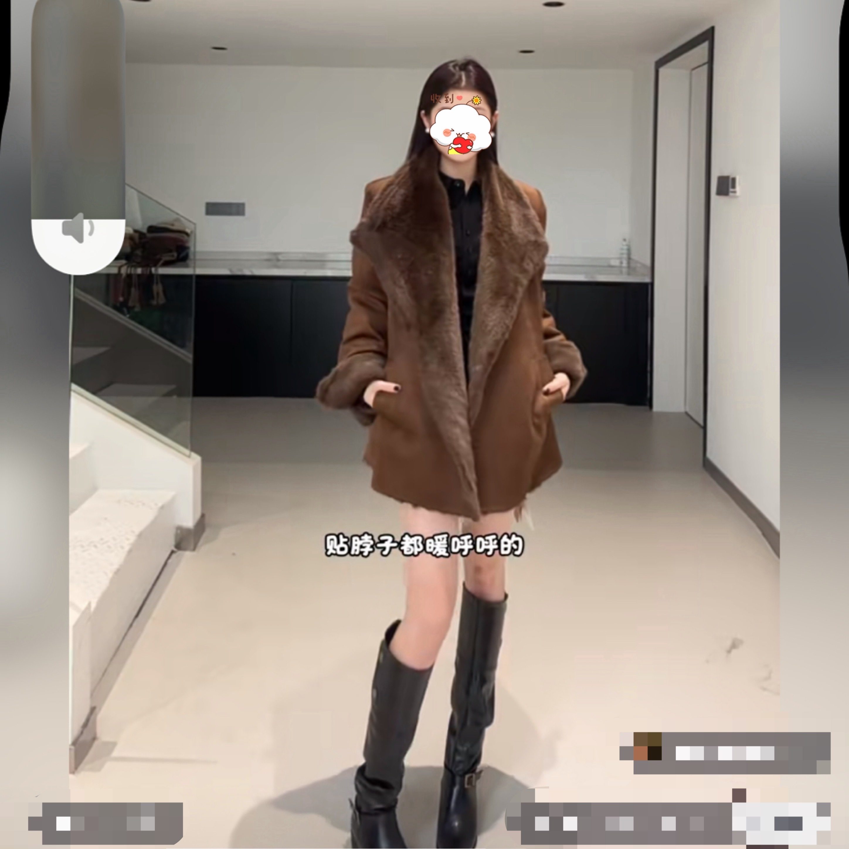 高级翻领麂皮绒毛毛一体中长外套女2025冬季新款系带收腰加厚风衣