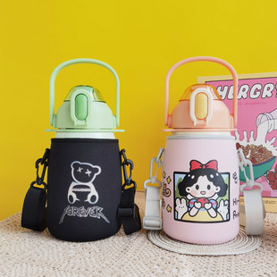 乐扣乐扣大肚保温杯套保护套1L 1.5L大容量儿童水壶套水杯套斜挎