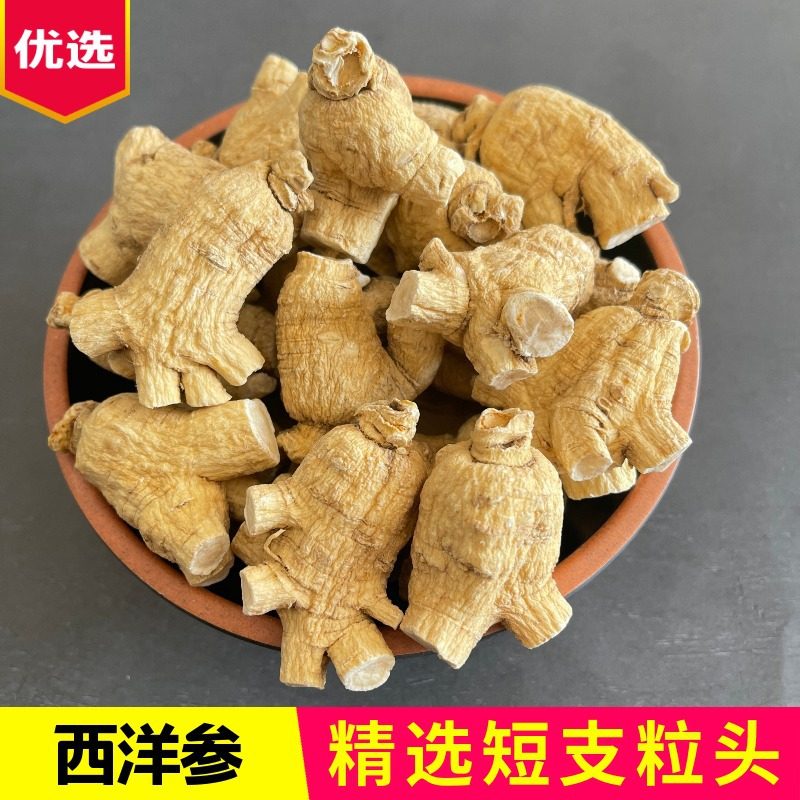 西洋参整根粒头长白山超大正品短支整支花旗参切片泡水官方旗舰店