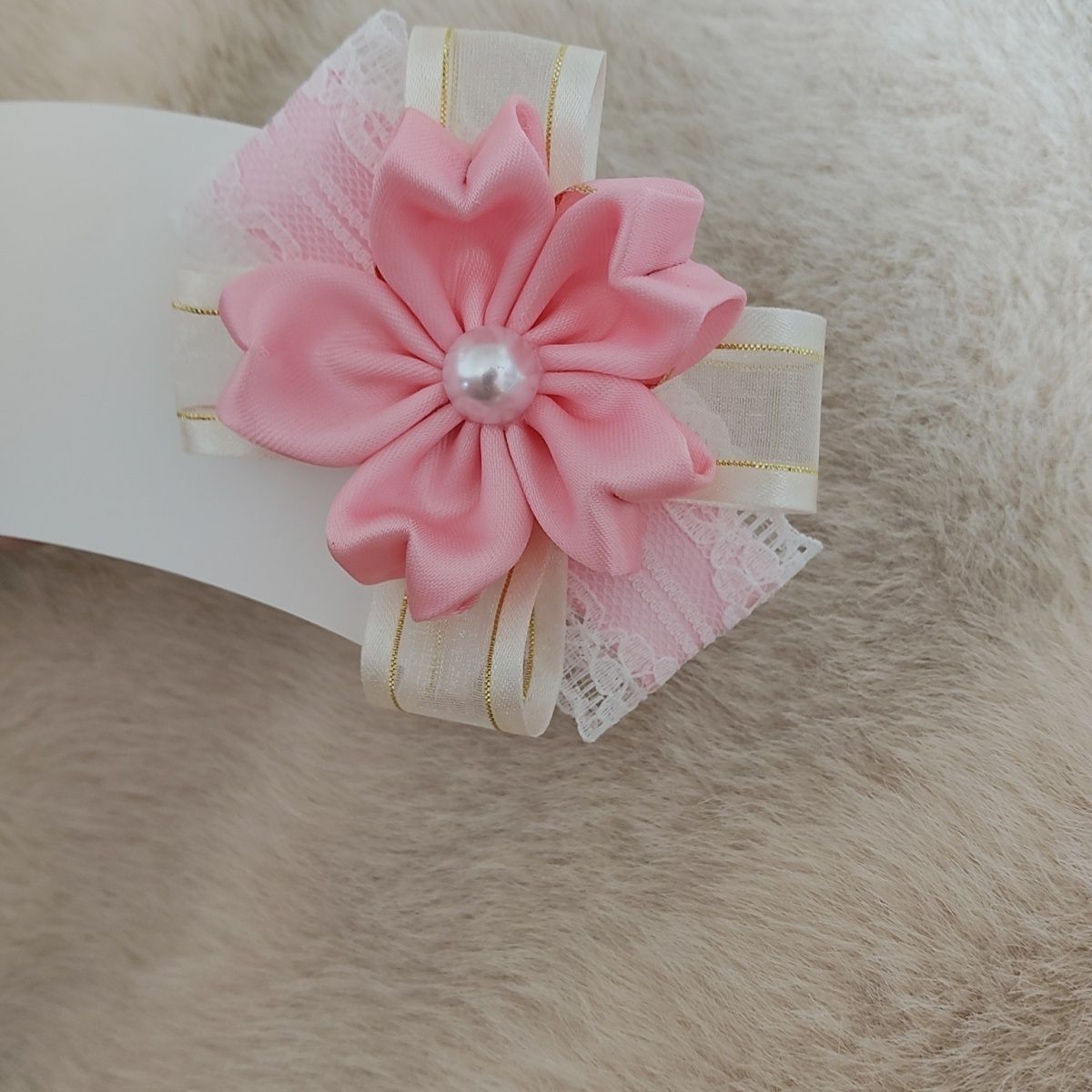 日系手作粉边夹樱花Lolita发夹
