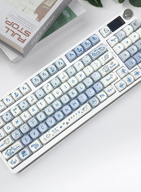 客制化98键显示屏无线蓝牙三模机械键盘旋钮静音RGB灯光女生办公