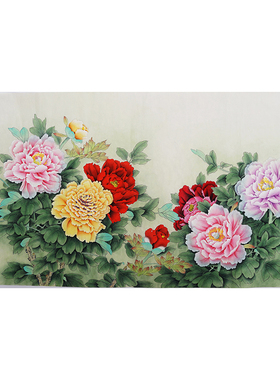 四尺纯手工工笔画牡丹画无款画没题款客厅字画手绘花鸟画00414