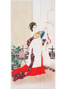 四尺人物工笔画国画古代仕女图纯手绘字画没题款无款画装饰04719