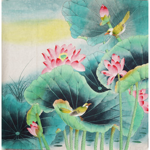 无款工笔画纯手绘荷花花鸟牡丹国画手工没题款装饰画不落款不题字