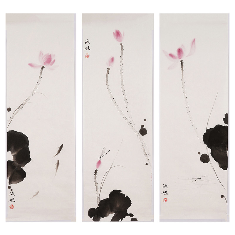 国画文人水墨画荷花出淤泥而不染霍春阳入室弟子赵海旭真迹0001