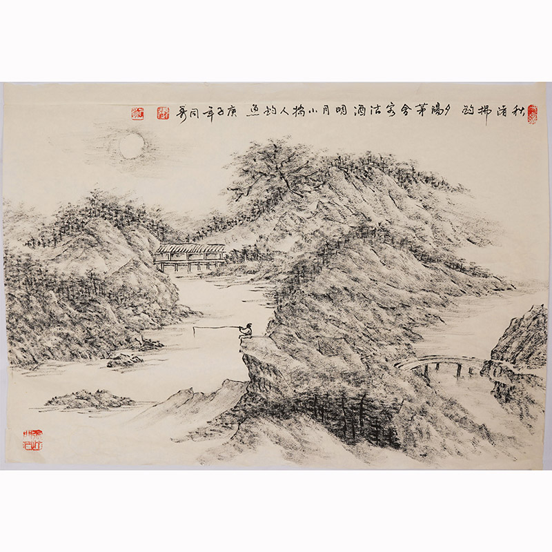 山水画国画中国水墨画黑白焦墨山水张同秀作品真迹[典藏]0001