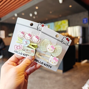 伊藤家正版 授权三丽鸥凯蒂猫绿色系发饰少女边夹刘海夹学生用发饰