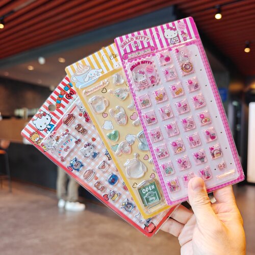 伊藤家三丽鸥可爱卡通美乐蒂hellokitty3D水晶浮雕贴立体贴手账贴