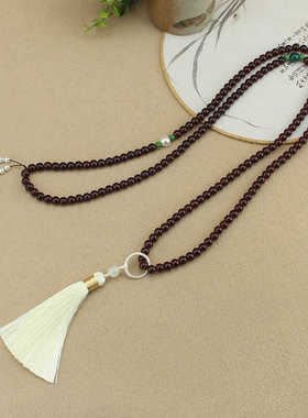 复古国风新中式长款串珠斜挎项链