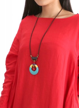 原创手工民族风长款高档毛衣链