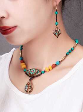 手工编织新中式藏式复古锁骨链