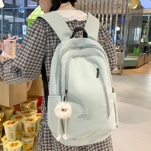 纯色双肩包大容量文艺少女高中大学生休闲背包 书包女生初中生韩版