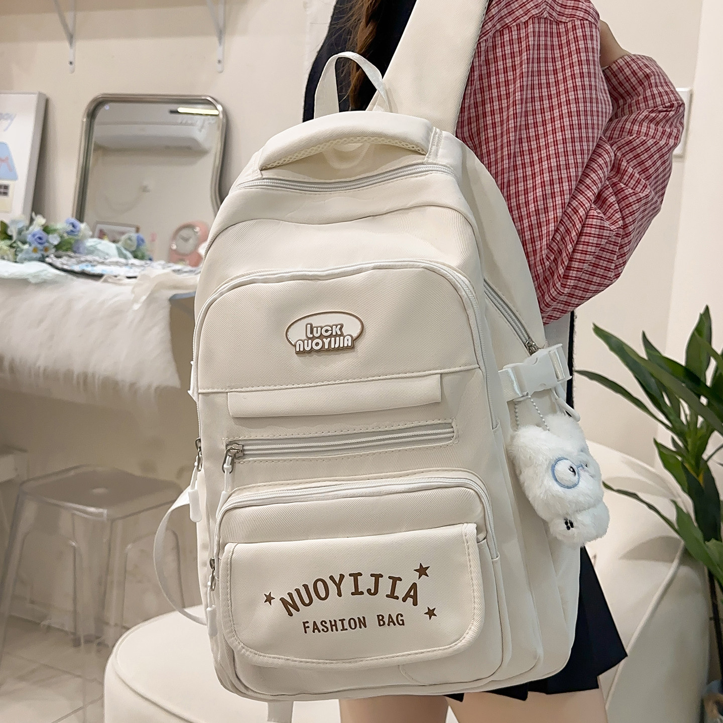 书包女生小学生韩版撞色双肩包日系学院风初中生高中大学生背包女