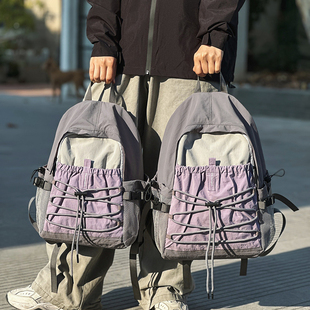 书包女生大学生轻便百搭旅行双肩包时尚潮流登山包出游休闲男背包