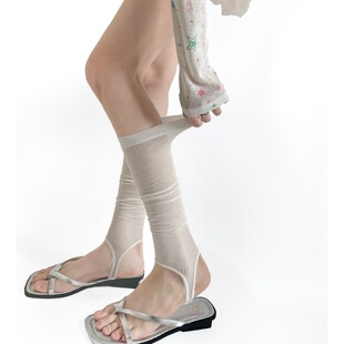 夏天配夹趾凉鞋踩脚堆堆袜套 薄款中筒日系y2k甜酷显瘦腿套女