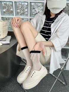 袜子女ins镂空网眼潮透气中筒袜糖果色韩国简约网红长筒袜 夏季