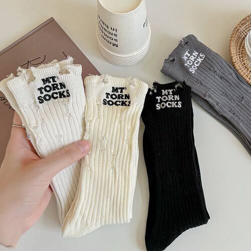 乞丐破洞袜子女四季薄款纯棉个性