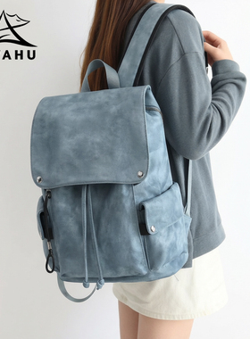 男女同款双肩包通勤商务电脑男士背包大容量旅行皮质新款学生书包