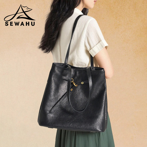 SEWAHU上班通勤单肩托特包皮质