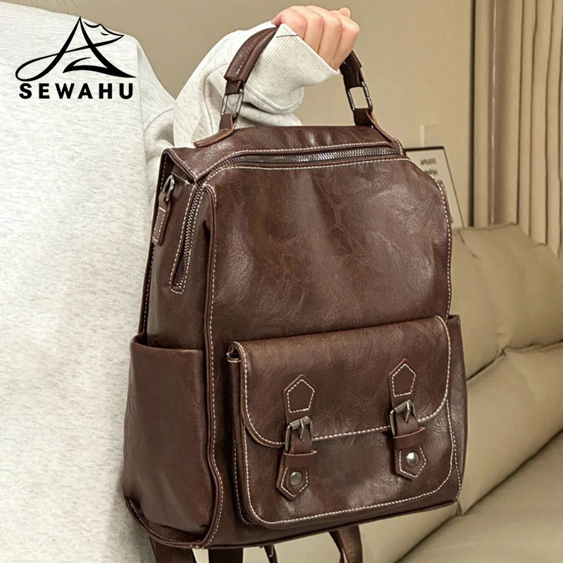 小众通勤双肩包女2026新款时尚大容量设计感电脑背包女大学生书包