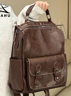 小众通勤双肩包女2025新款时尚大容量设计感电脑背包女大学生书包