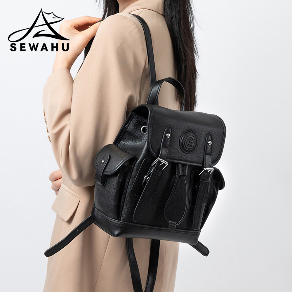 高级感小众皮质双肩包女上班通勤小型背包旅游2026新款防水小书包