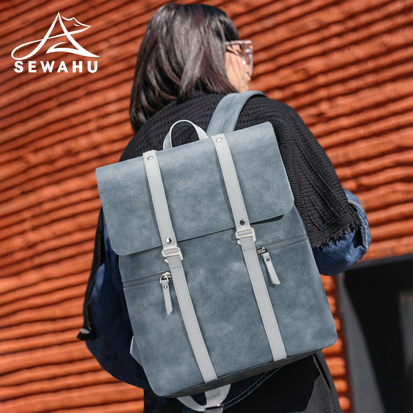 高级感双肩包女2026新款皮质商务通勤电脑背包户外大容量学生书包