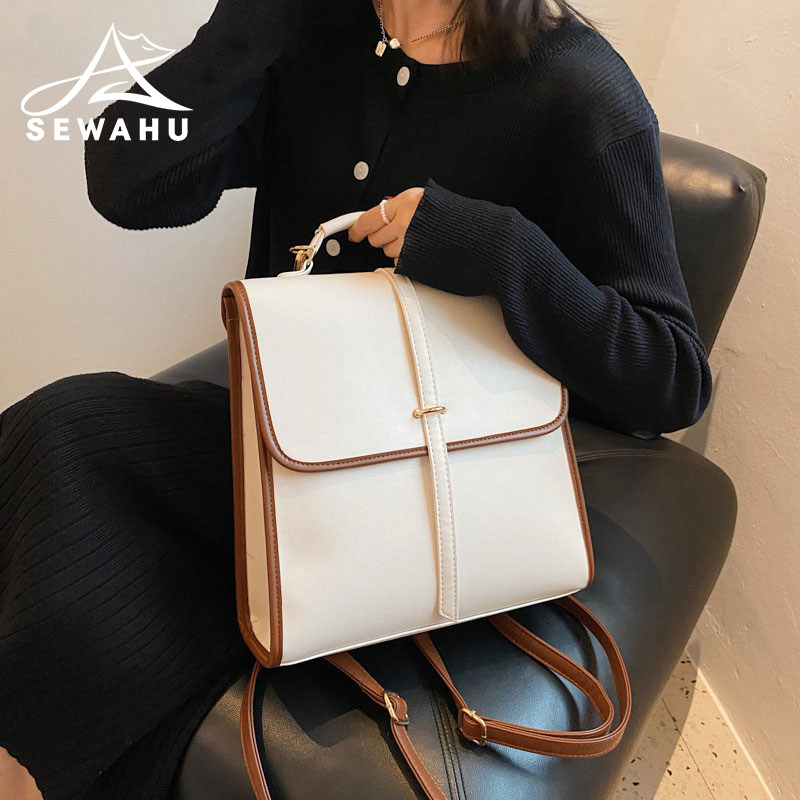 高级感小众双肩包女大学生简约背包真皮2025新款女士通勤旅行书包